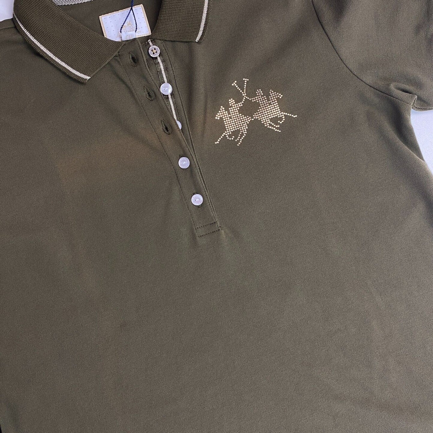 LA MARTINA Green Pique Stretch Polo Shirt Size  2 / S