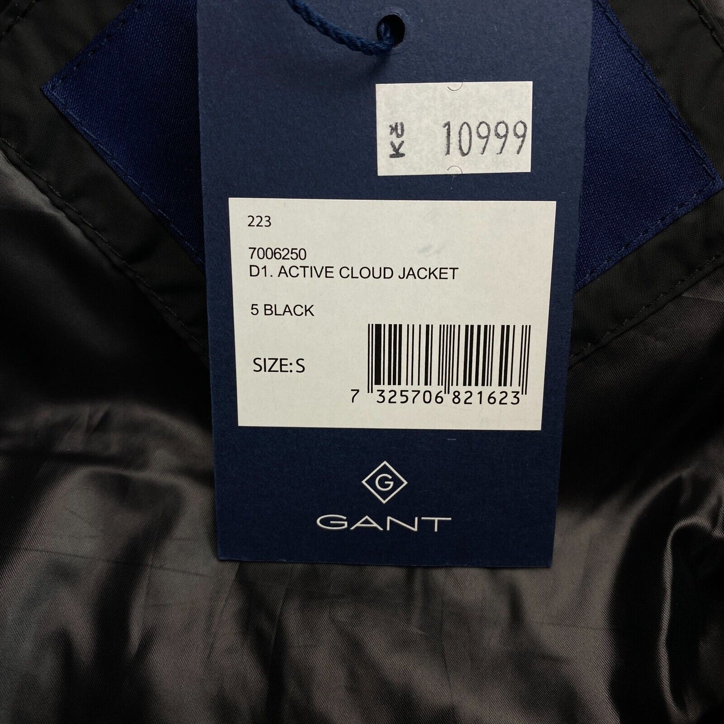 GANT Black Active Cloud Hooded Jacket Coat Size S