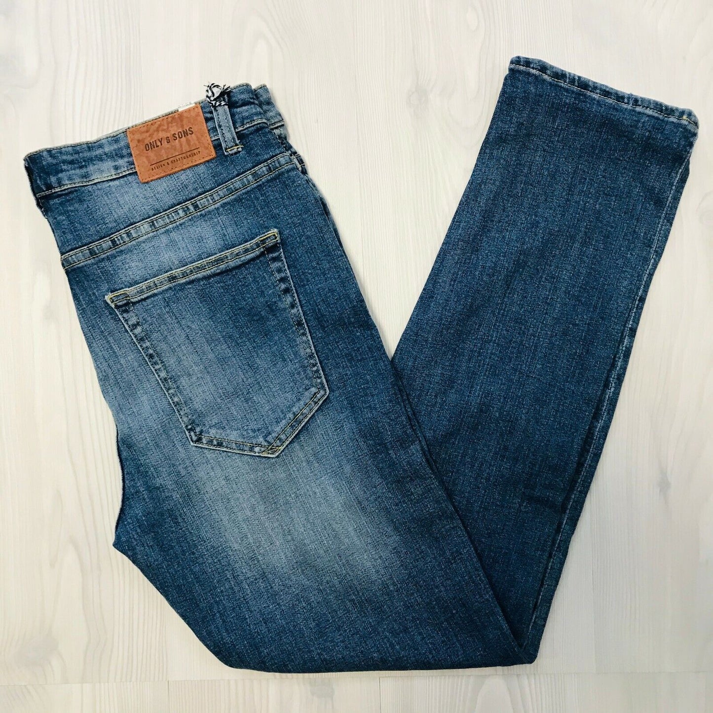 ONLY &amp; SONS Herren Jeans CARROT Fit Slim Fit Blau Zerrissen Größe W32 L32