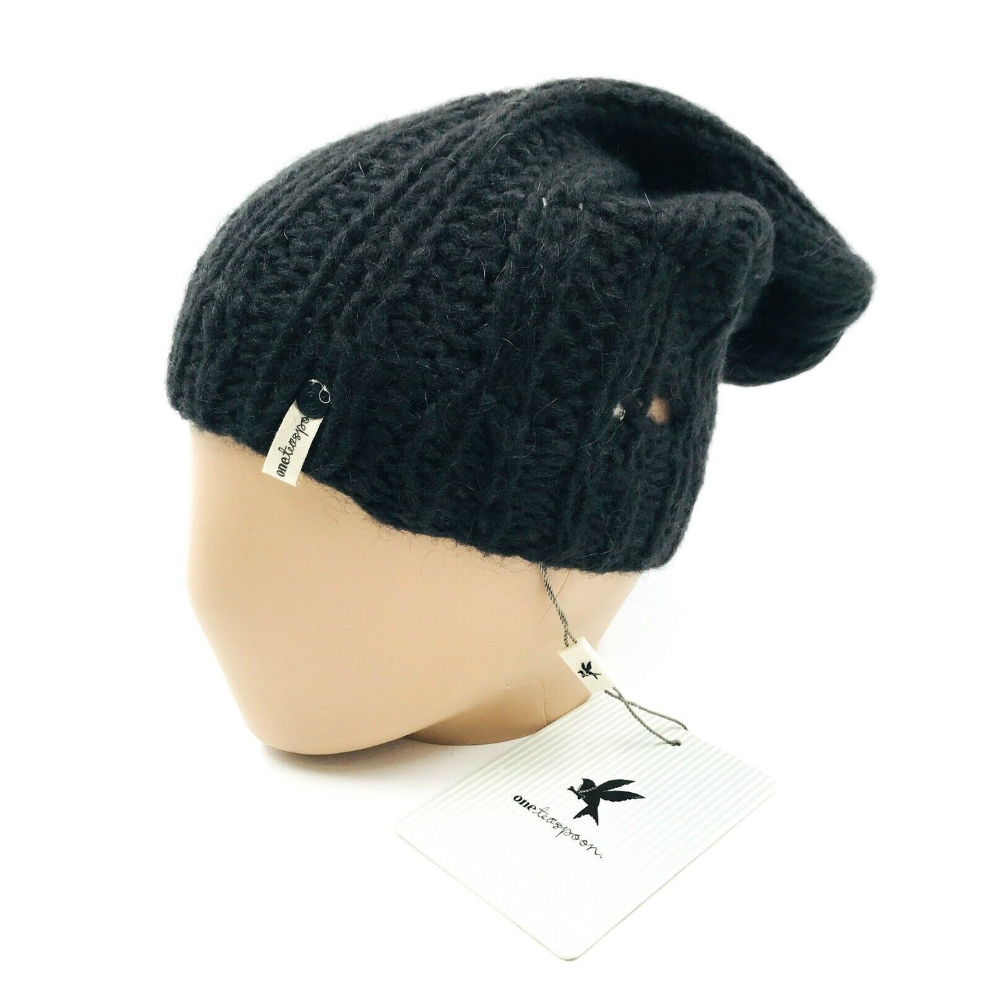 One Teaspoon Black Loose Beanie Hat One Size