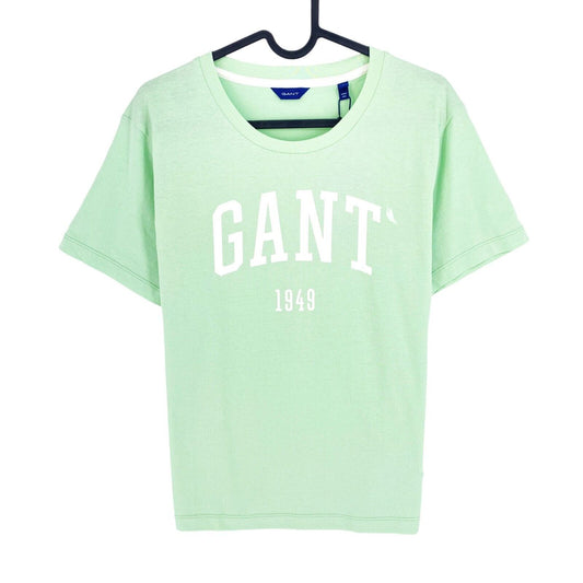 GANT Women Light Green Logo Crew Neck T Shirt Size L