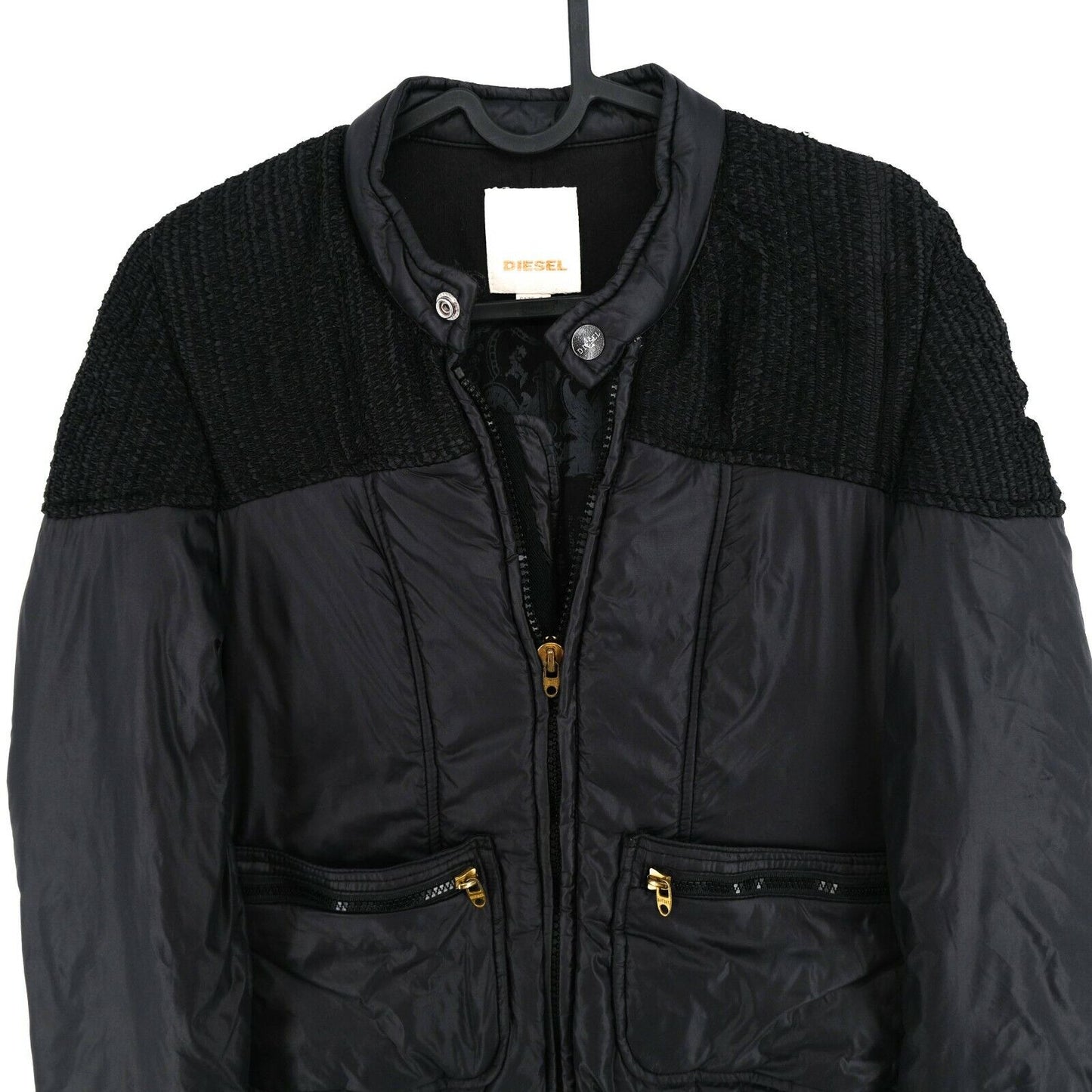 DIESEL Black Padded Biker Jacket Coat Size S