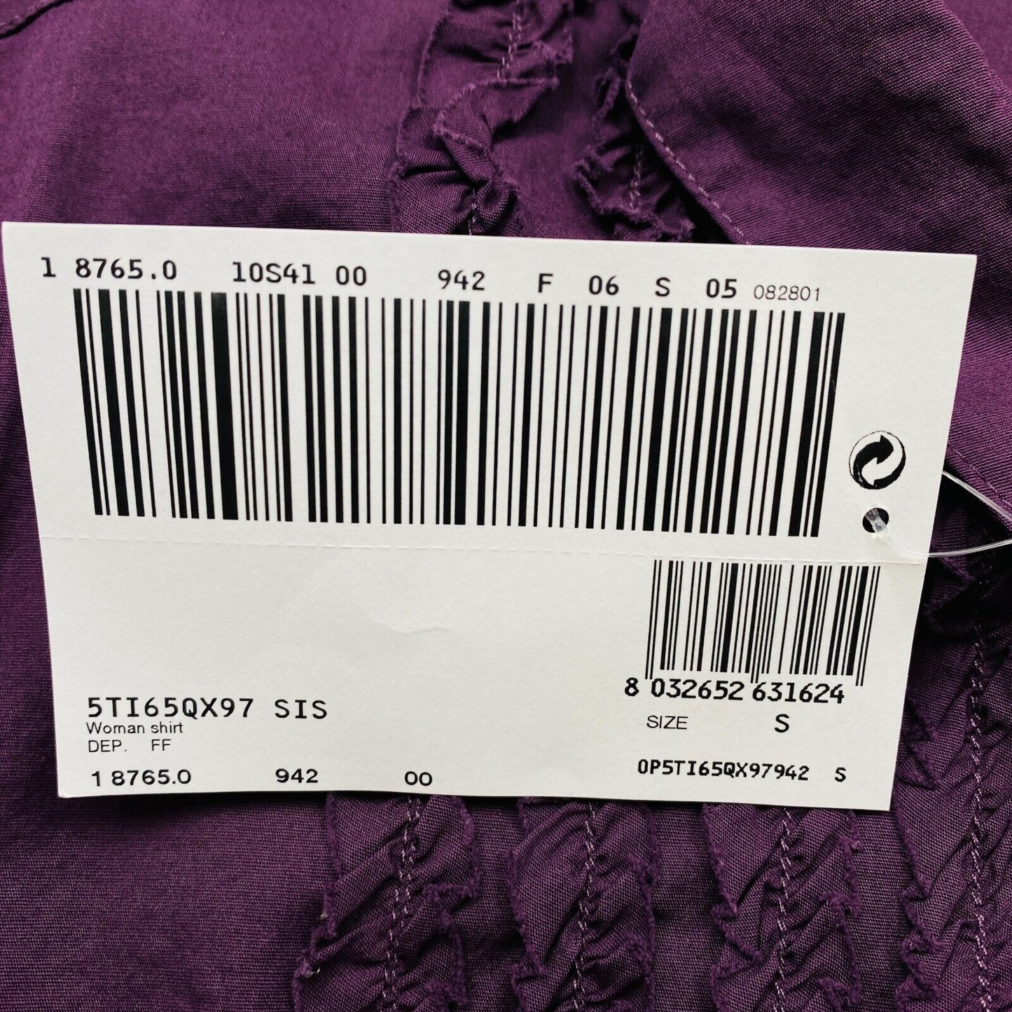 SISLEY Chemise à manches courtes en mélange de coton violet foncé Taille S