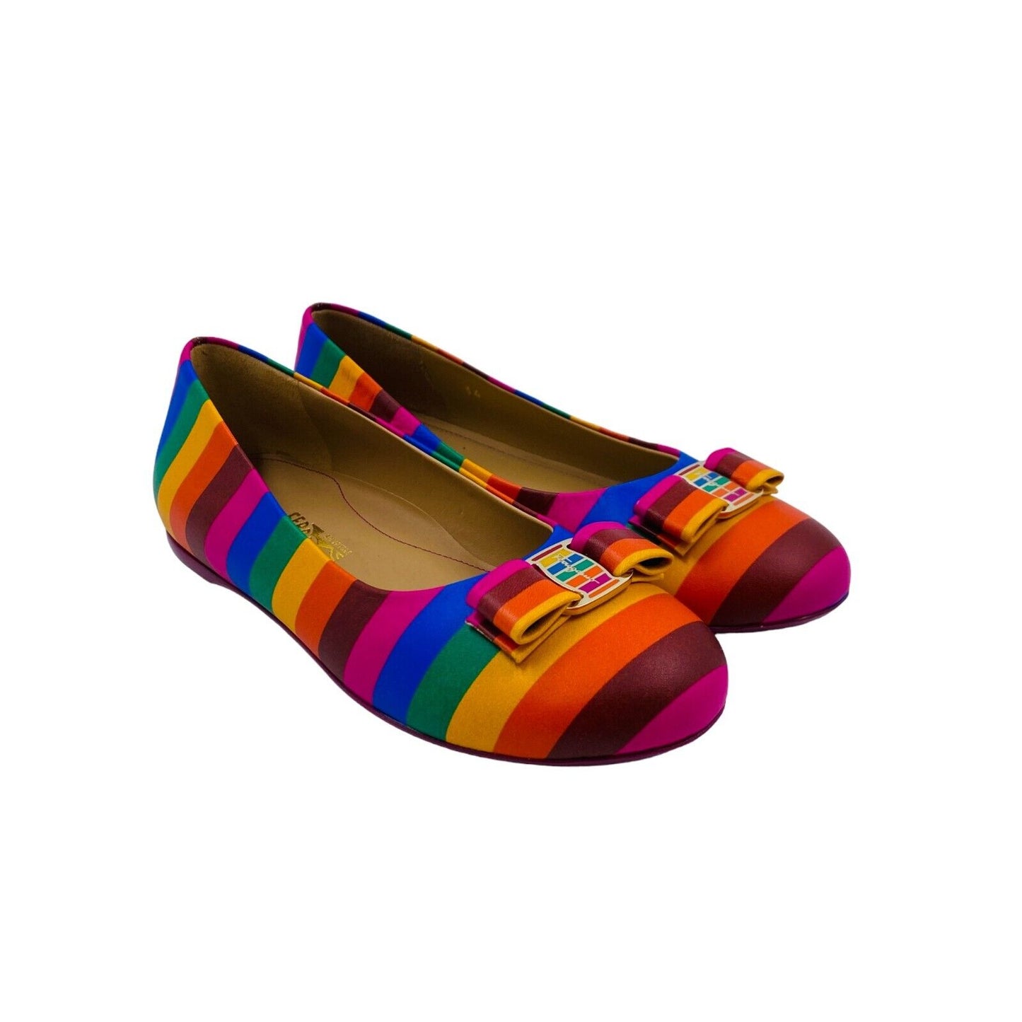 Salvatore Ferragamo Girls Colored Rainbow Min Flat Shoes Size EU 27 UK 9.5