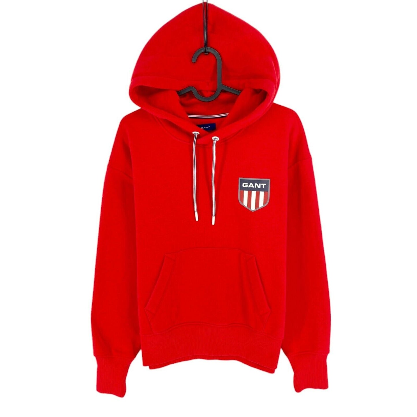 GANT Rouge Moyen Rétro Bouclier Sweat À Capuche Pull Taille XS