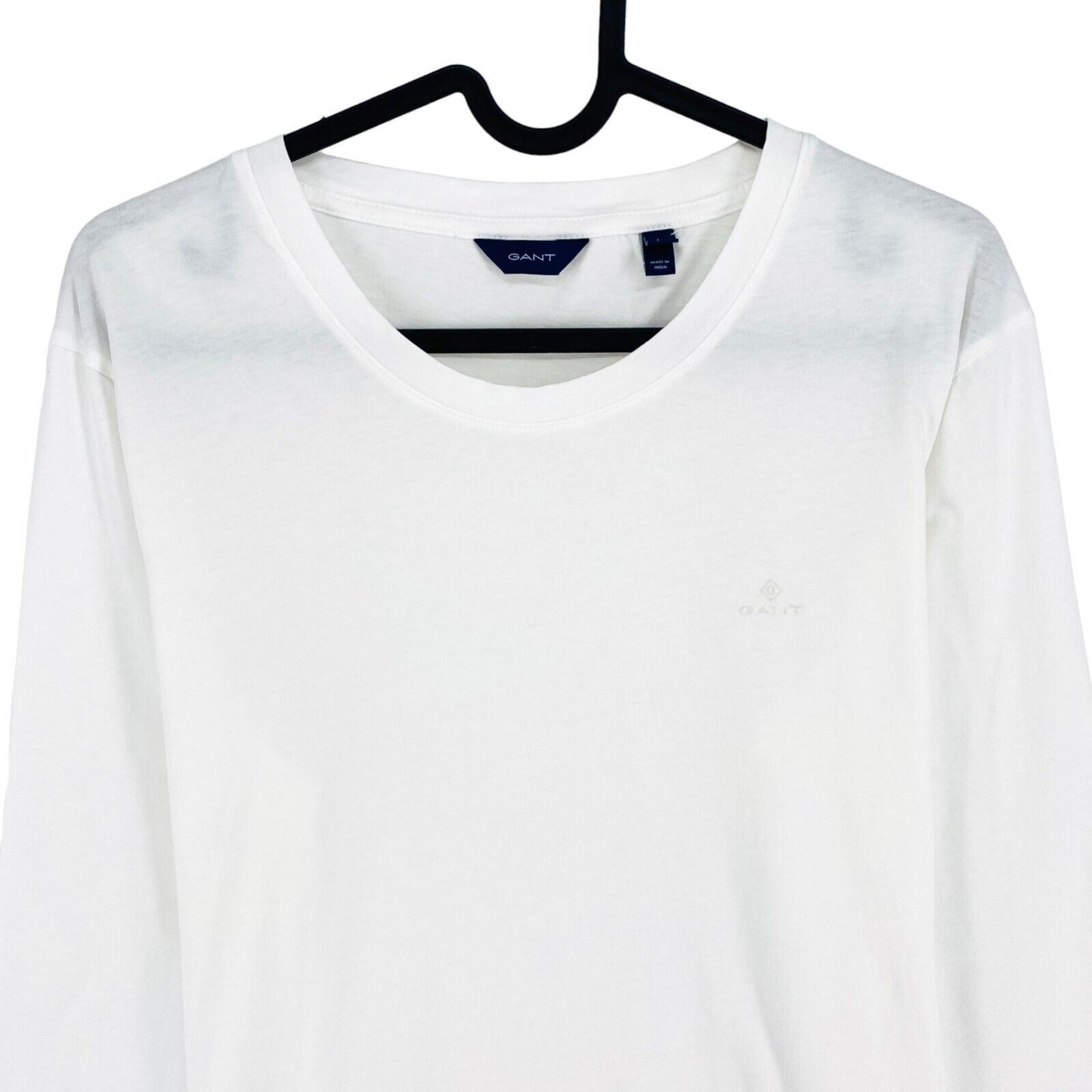 GANT T-shirt à manches longues et col rond avec logo blanc Taille L