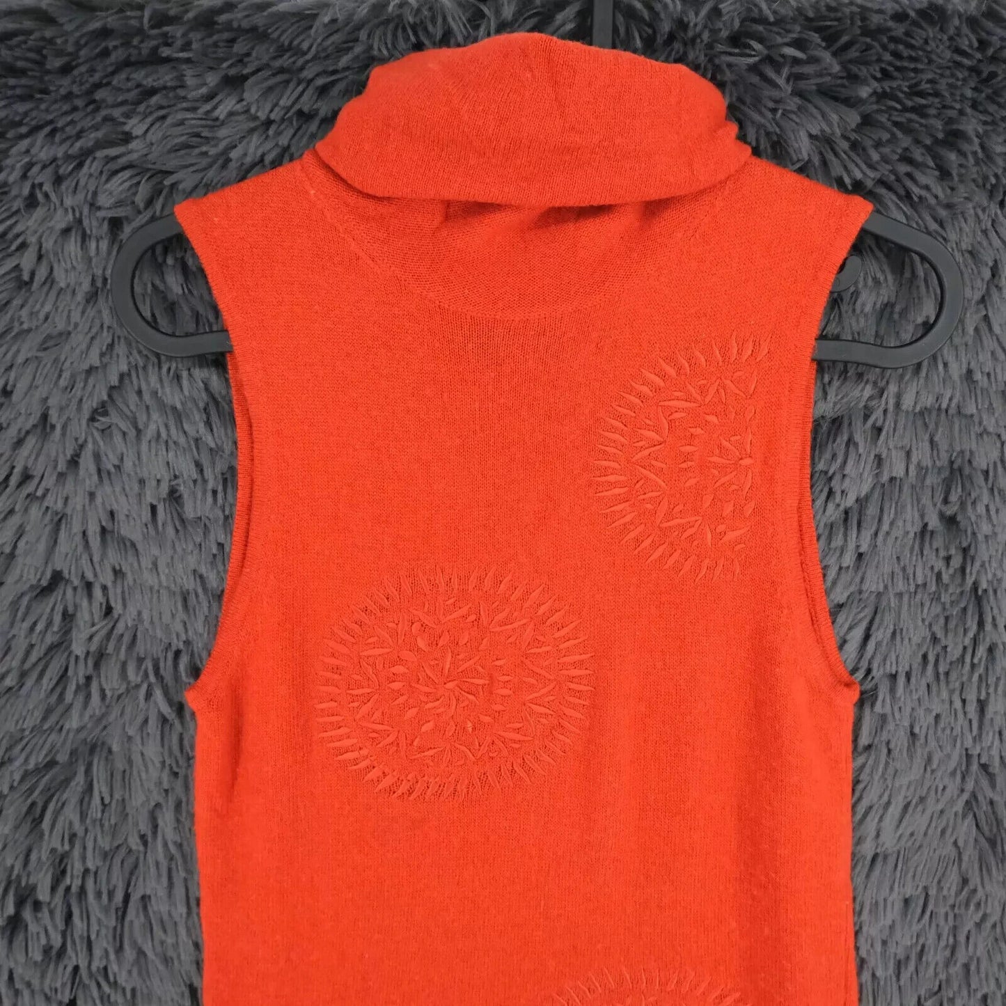 LANEROSSI Orange Wool Cashmere Roll Neck Top Sleeveless Jumper Size 2 - M