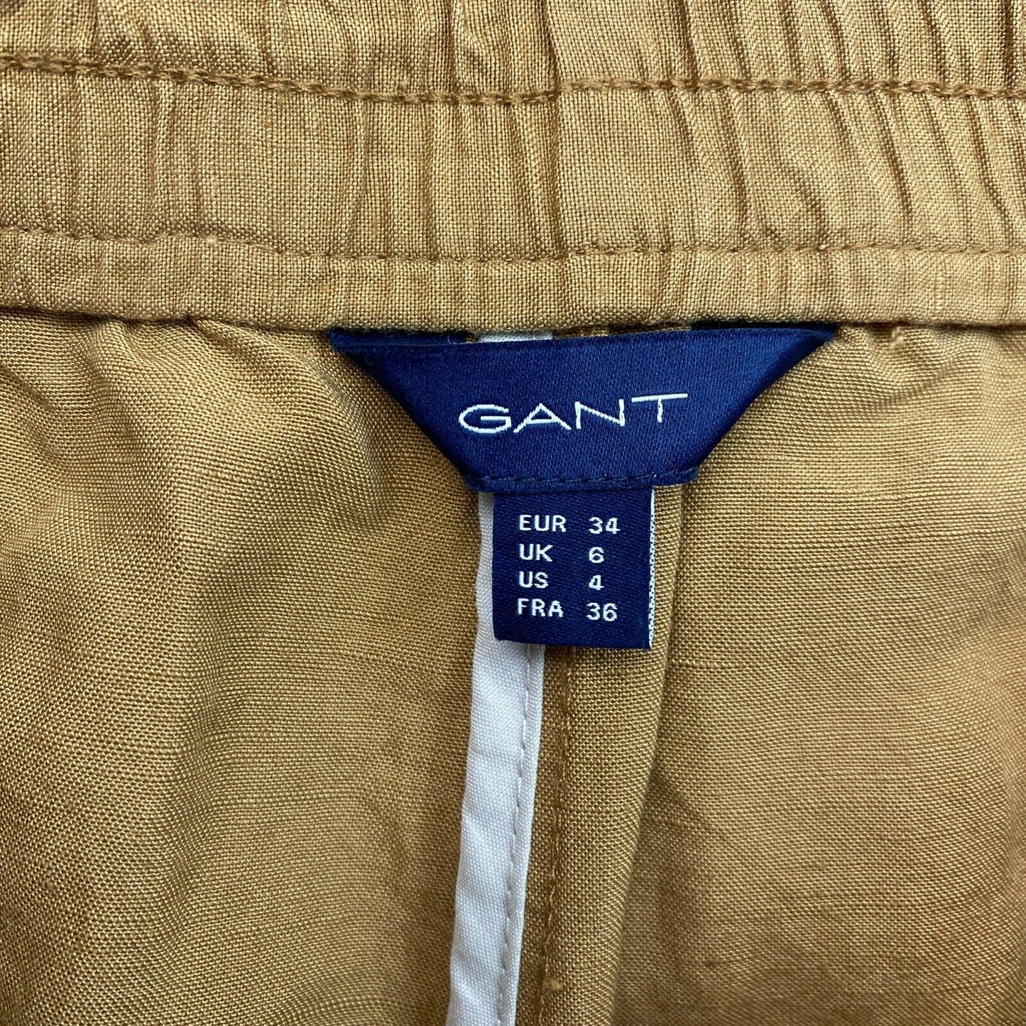 GANT Brown Linen Blend Pull On Pants Trousers Size EUR 34 UK 6 US 4