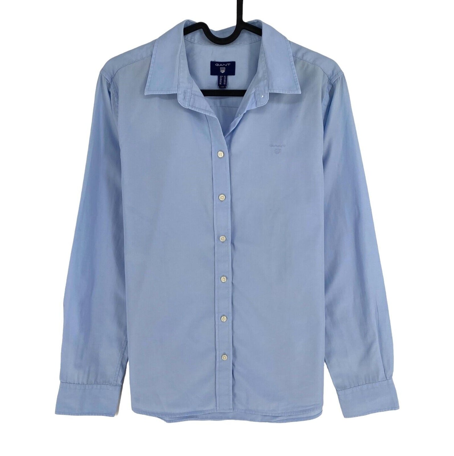 GANT Women Blue Solid Long Sleeves Shirt Size EU 40 UK 14 US 10