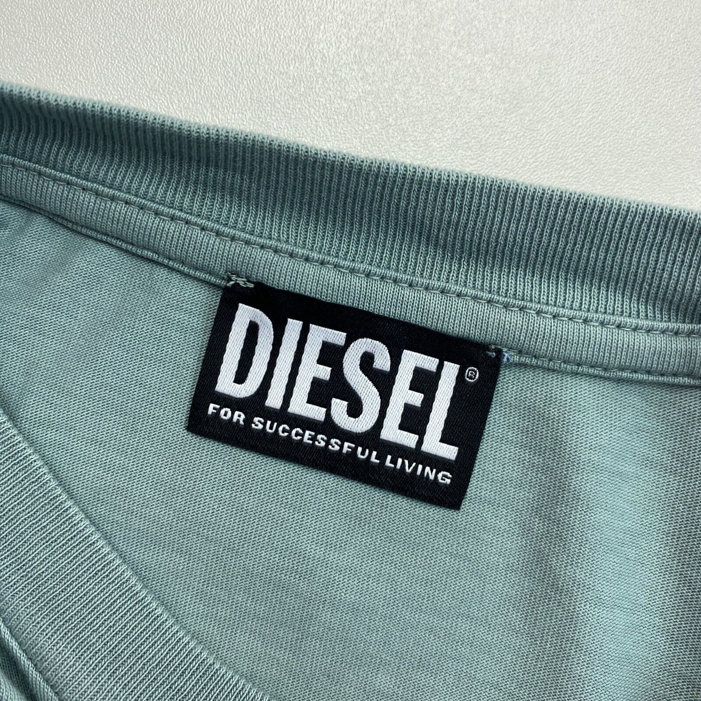 Diesel Greenish Grey Graphic Print Crew Neck T-Shirt Size S