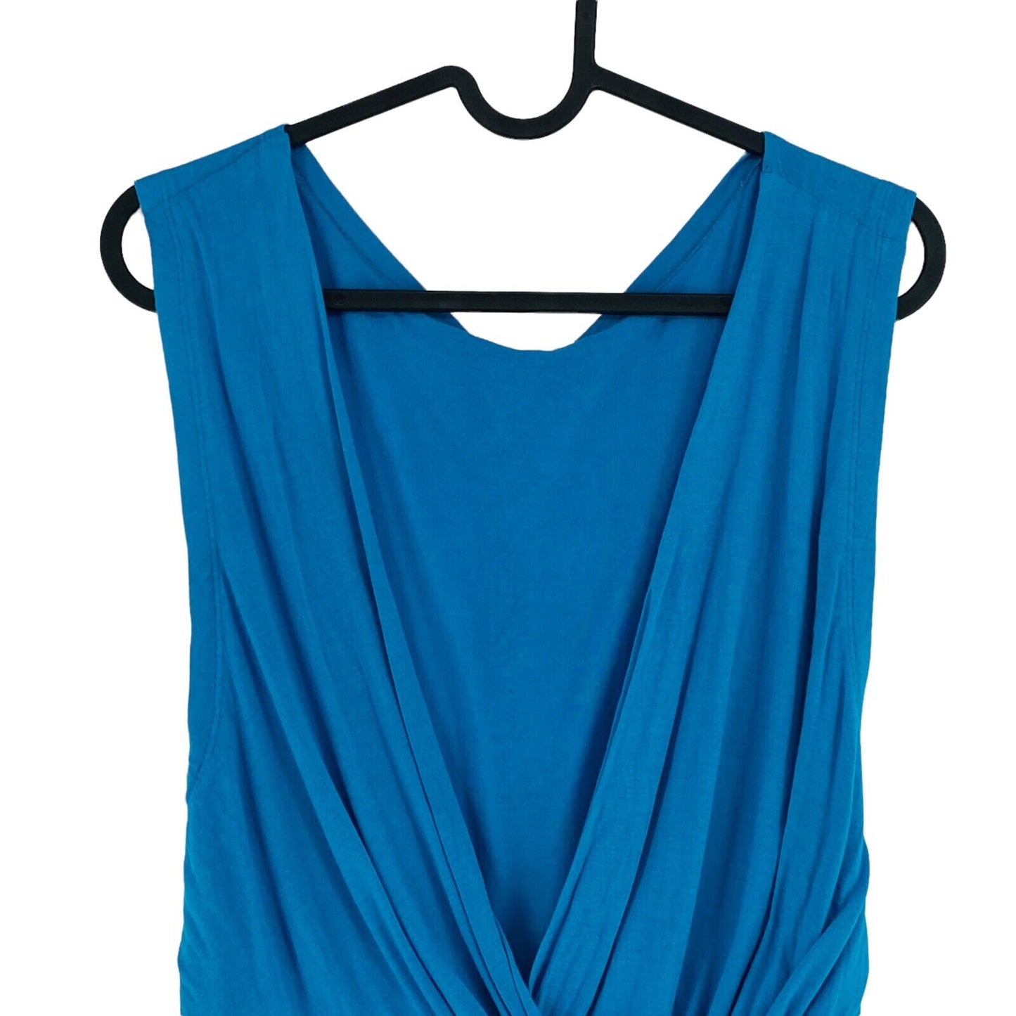 ANNA FIELD Blue Sleeveless Deep V-Neck Jersey Top Blouse Size EU 40 UK 12 US 10