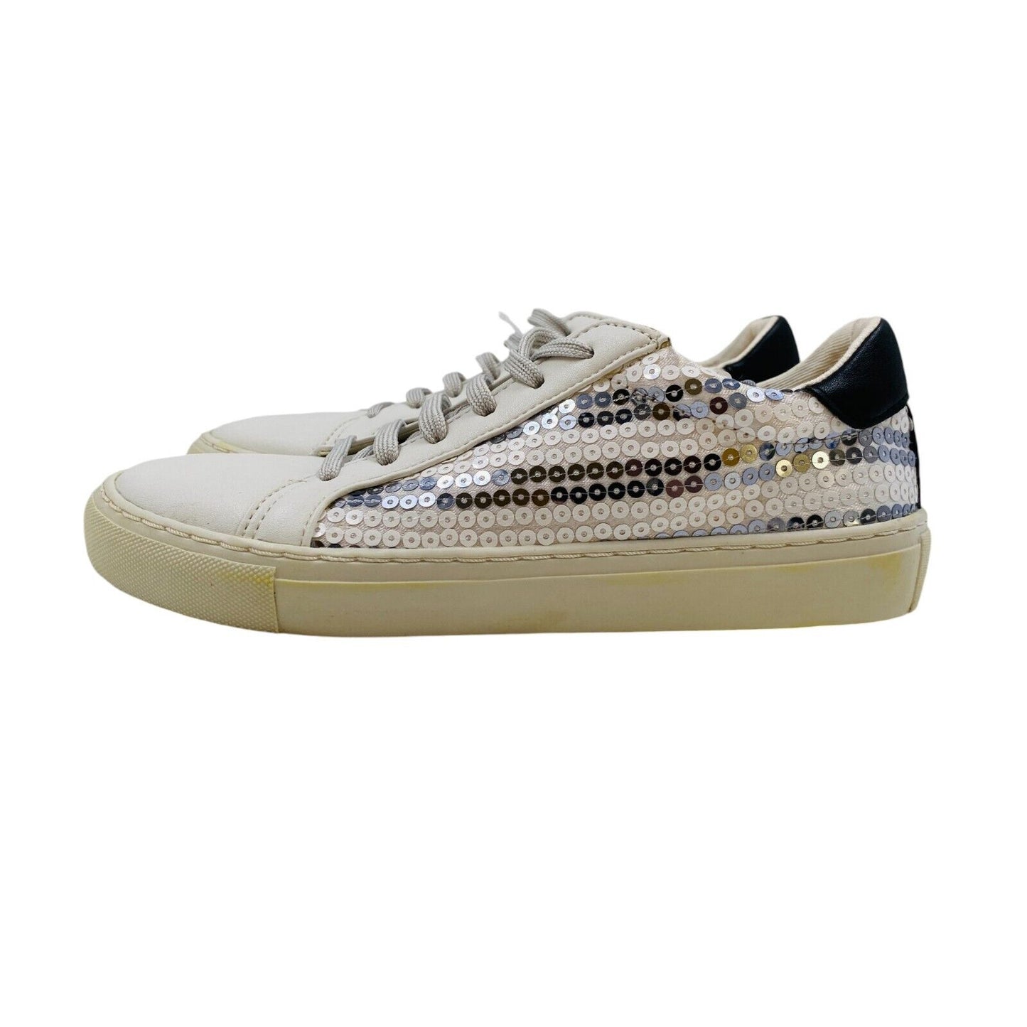 GUESS Women White Sequin Leather Sneakers Trainers Shoes EUR 35 US 5 UK 2.5