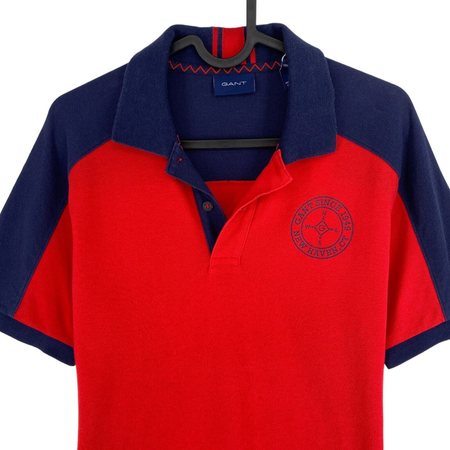 GANT Men Red Nautical Pique Rugger Short Sleeves Polo Shirt Size S