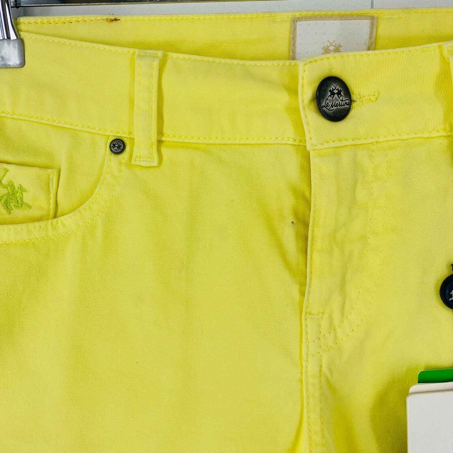 LA MARTINA Women Yellow Stretch Regular Fit Bermuda Chino Shorts Size W27