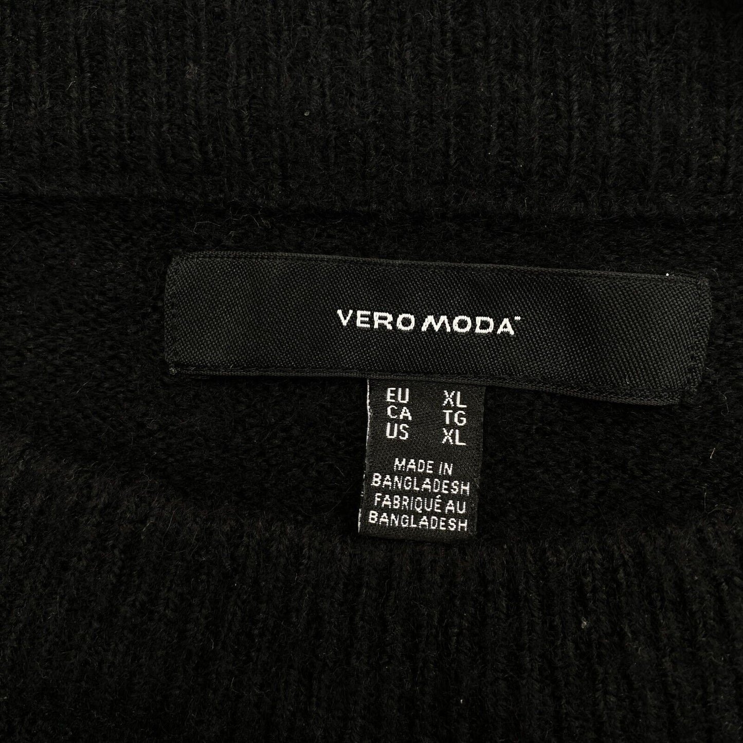 VERO MODA Pull long à col rond noir pour femme Taille XL