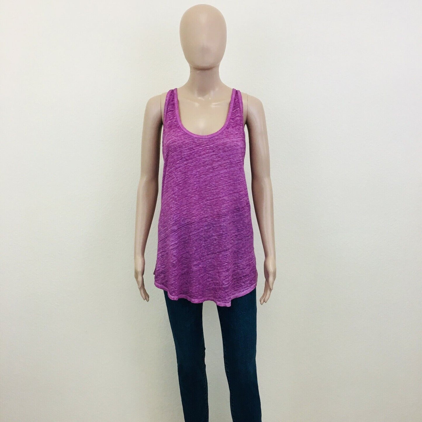 ZARA 100% Linen Purple Tank Top T Shirt Size L