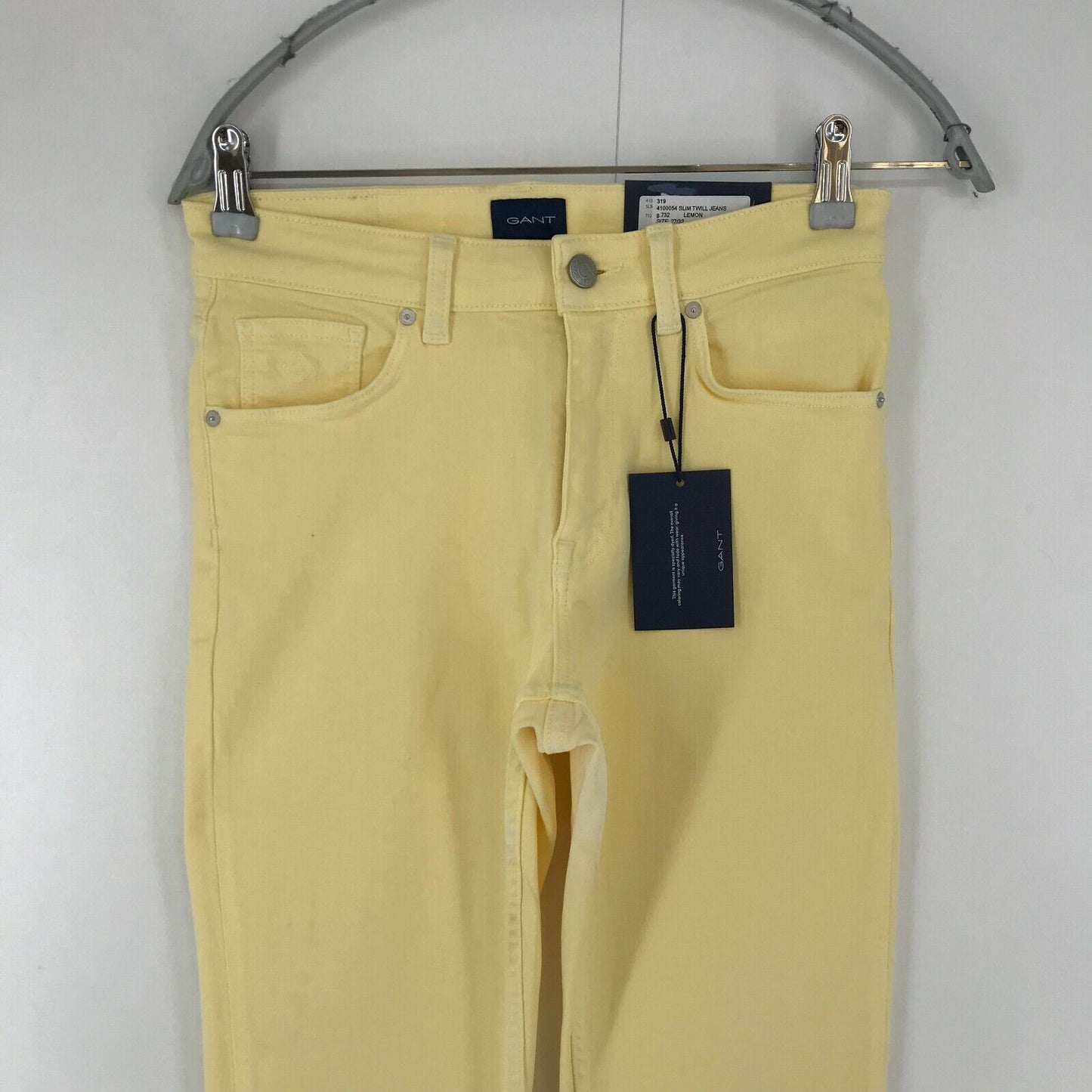 GANT Femmes Jaune Stretch Mid Rise Slim Fit Jeans Taille W27 L32