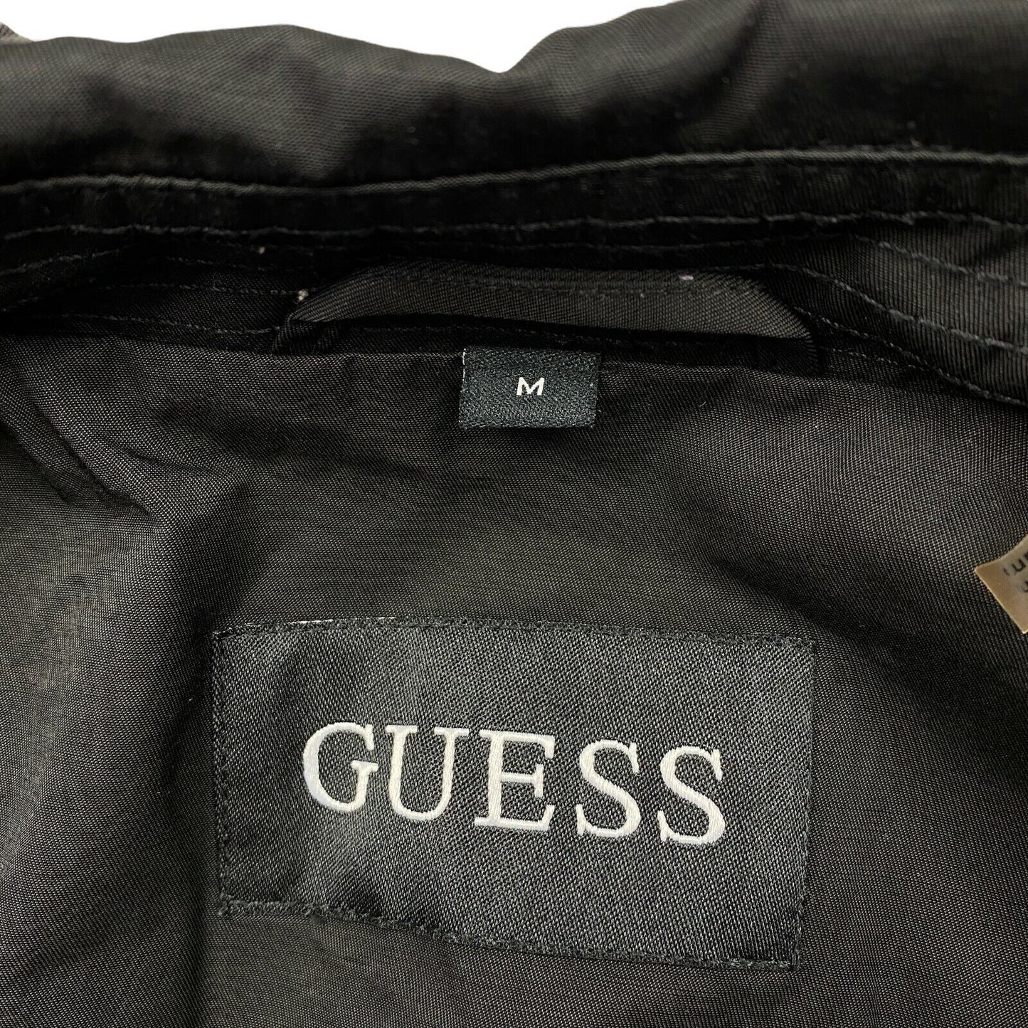 GUESS Black Cotton Blend Trench Coat Size M