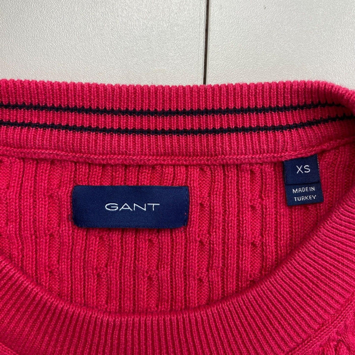 GANT Women Pink Cable Knit Crew Neck Jumper Sweater Size XS