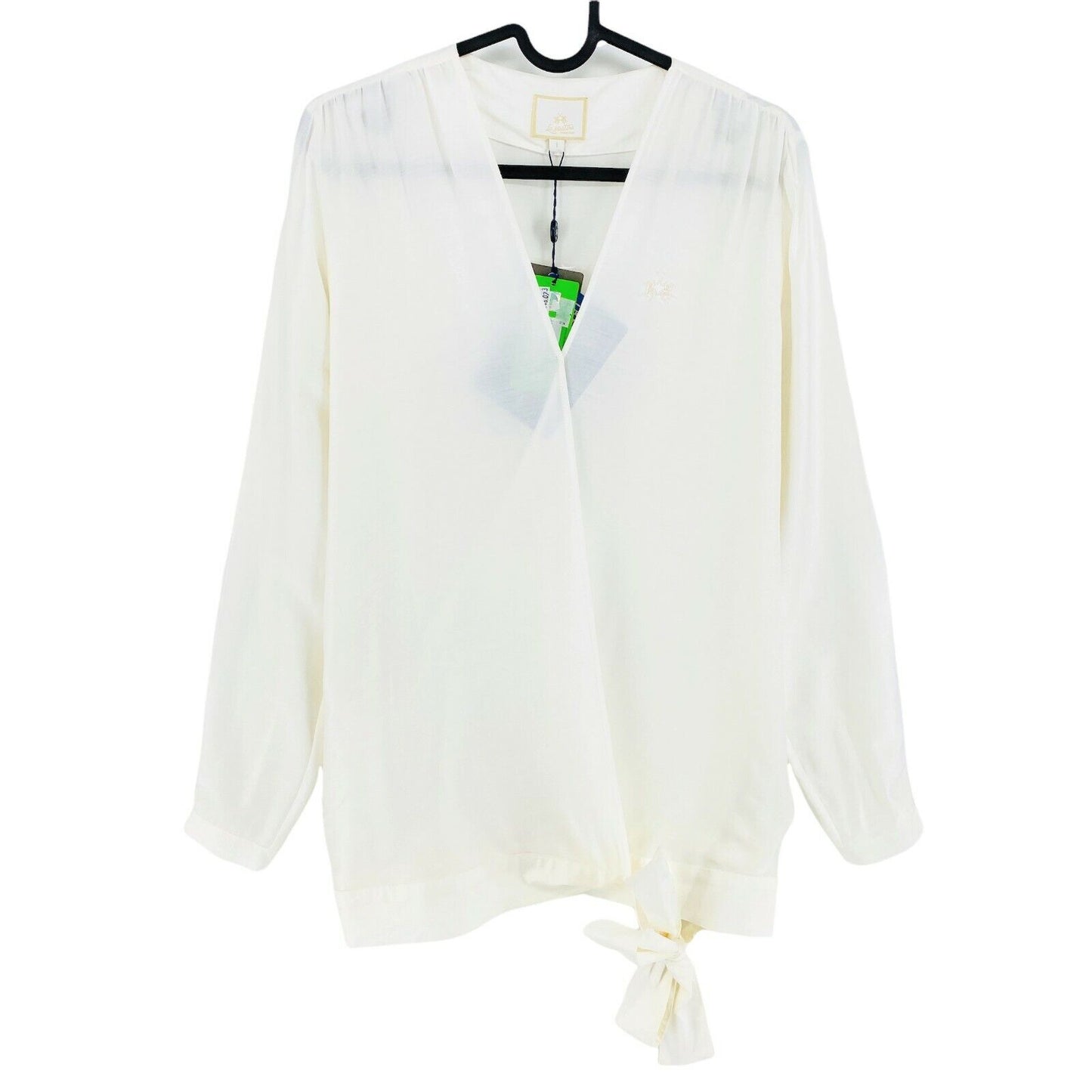 LA MARTINA White Modal Silk Long Sleeves Blouse Size 1 / XS