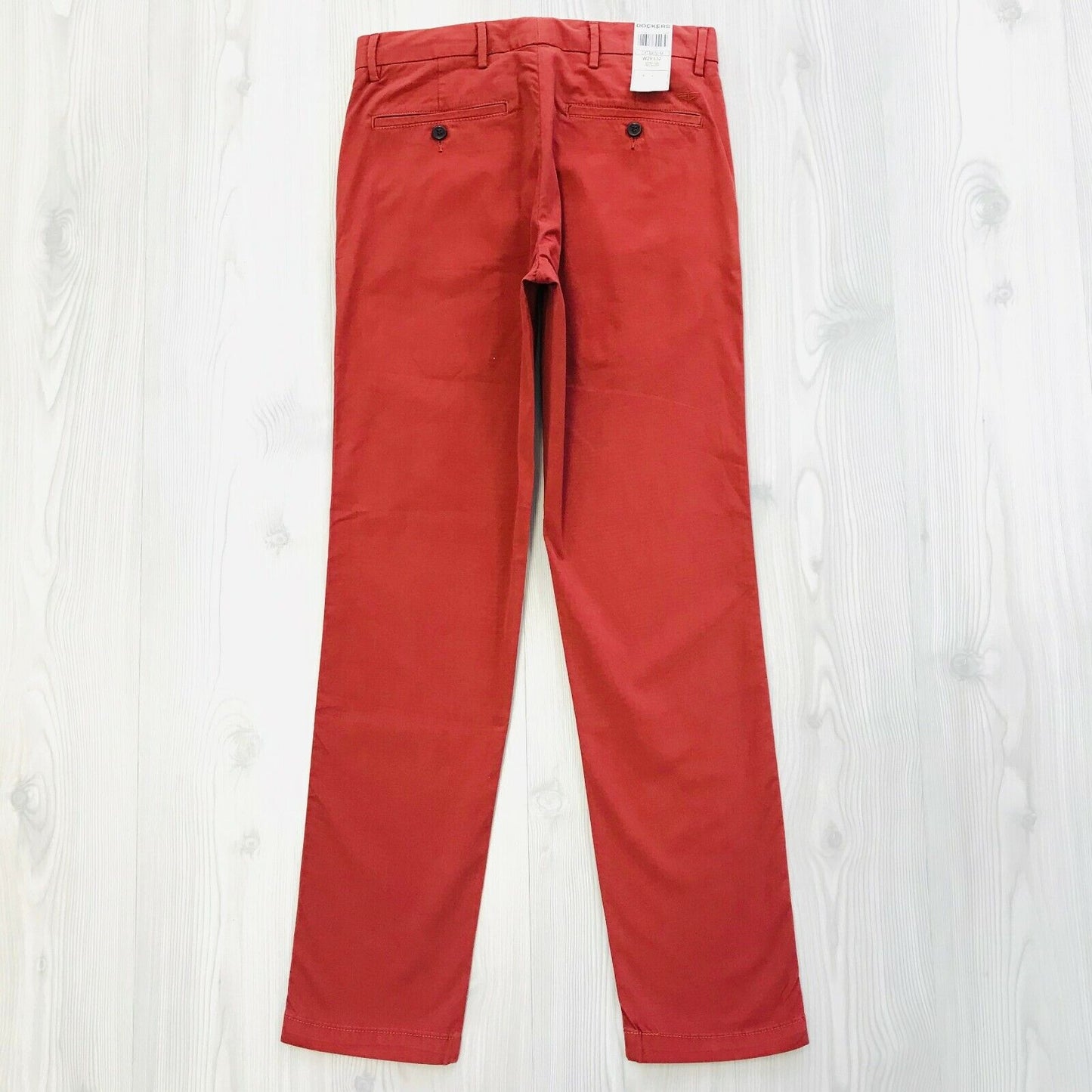 DOCKERS The Clean Khaki Red Extra Slim Fit Flat Front Pants Trousers W29 L32