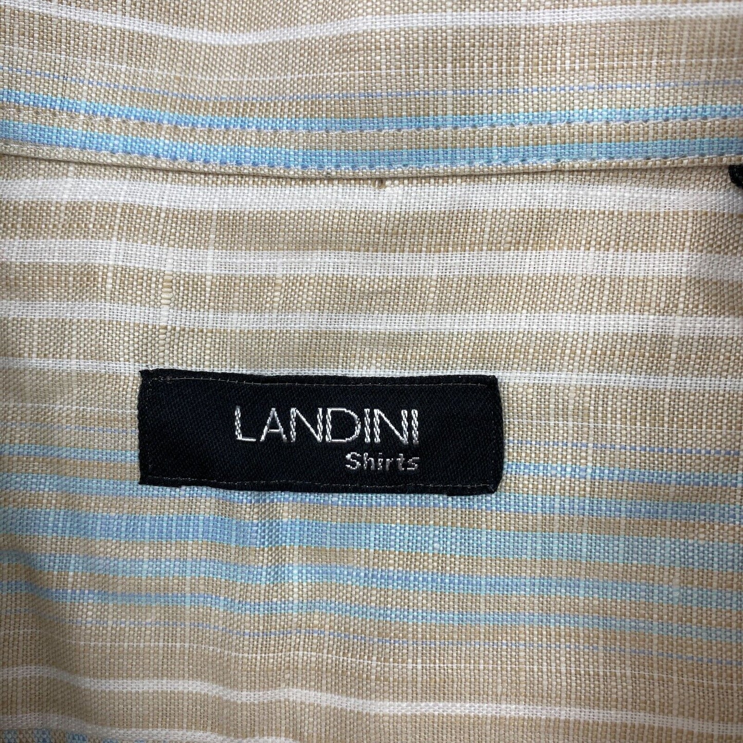 LANDINI Beige Striped Cotton Linen Shirt Size M