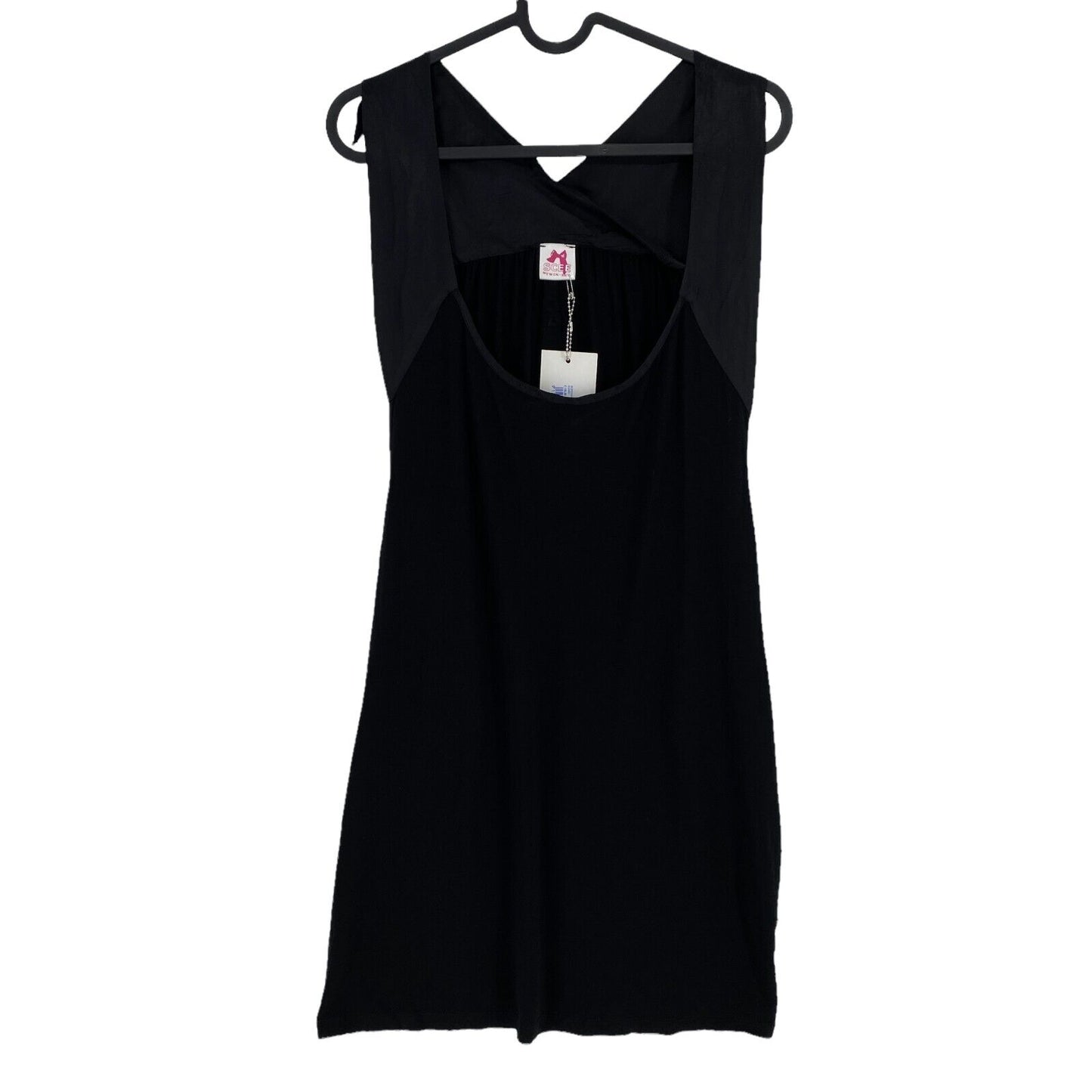 RPR €125 SCEE BY TWIN-SET Black Sleeveless Deep Round Neck A-Line Dress Size S