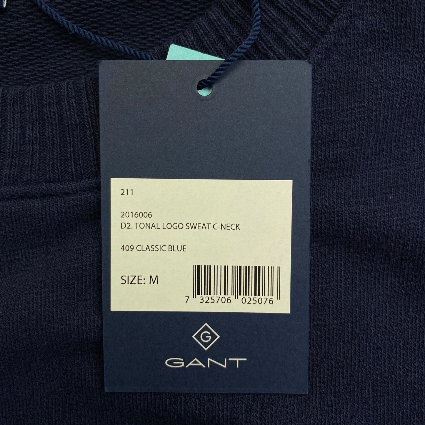 GANT Navy Blue Relaxed Tonal Logo Sweat Crew Neck Jumper Sweater Size M