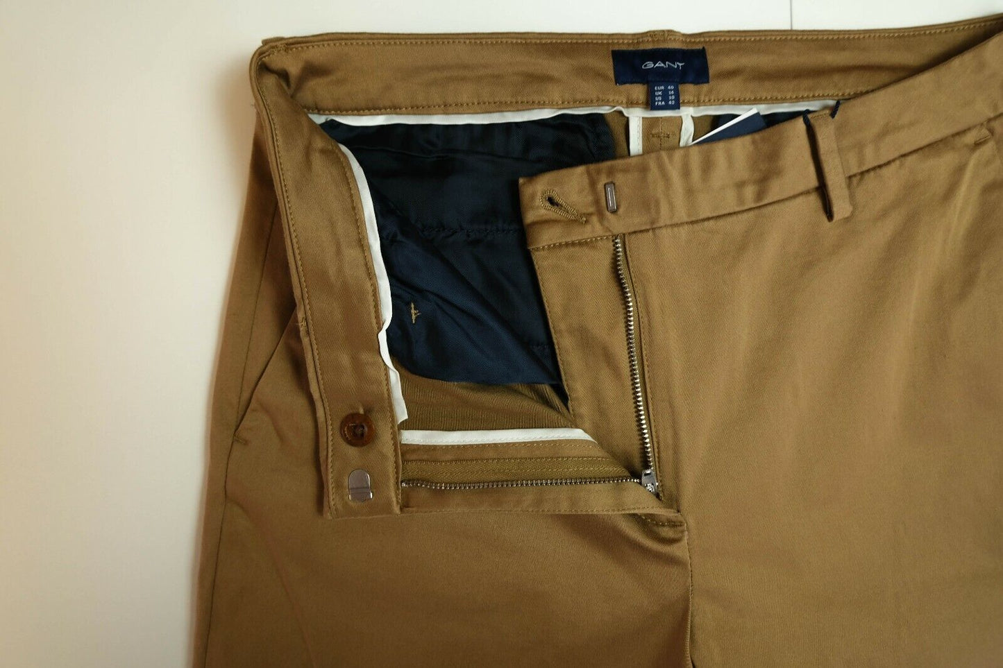 GANT Brown Satin Tech Prep Slack Pants Trousers Size EUR 42 UK 16 US 12