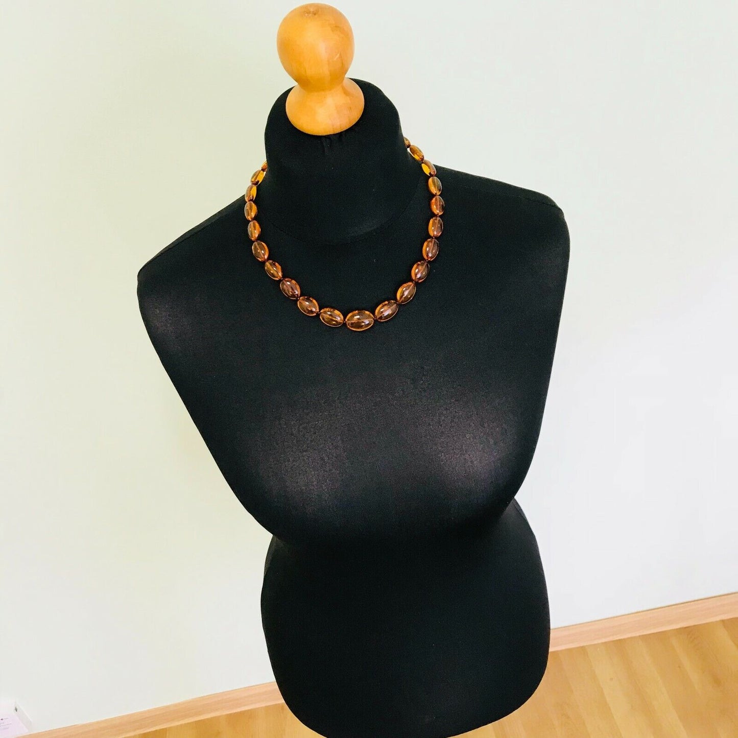 Honey Colour Transparent Natural Polished Baltic Amber Necklace