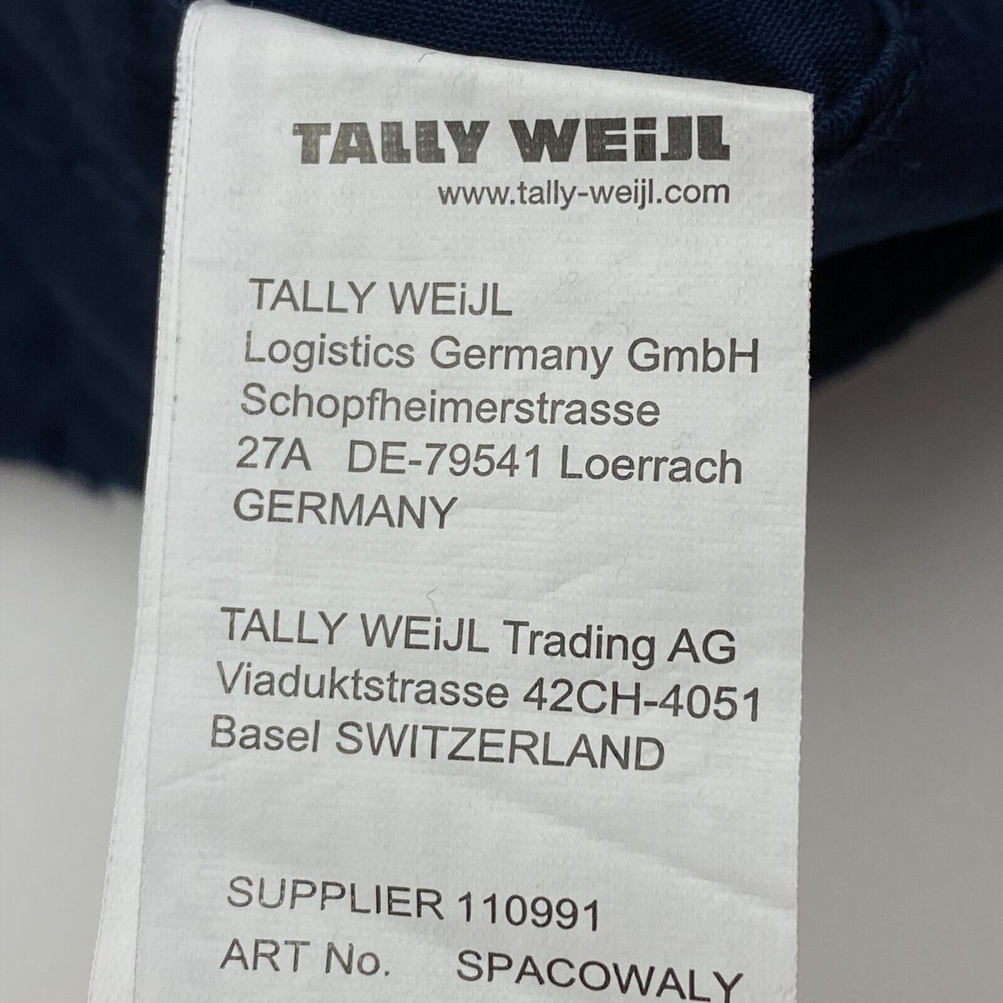 TALLY WEiJL Navy Blue 100% Cotton Pants Trousers Size 34 W26 L32 38 W29 L32