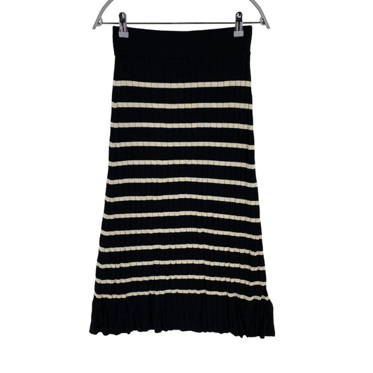 GANT Women Black Breton Stripe Rib Knit A Line Skirt Size XS/S