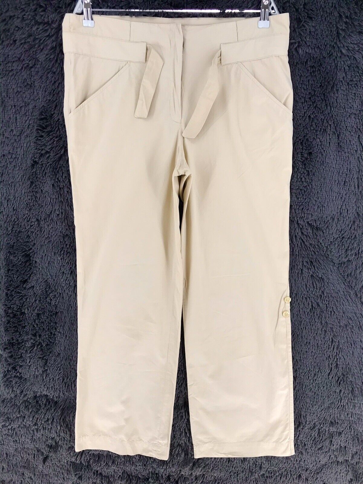 €135 GANT Women Beige Regular Wide Leg Fit Chino Trousers Size EUR 38 US 8 UK 12