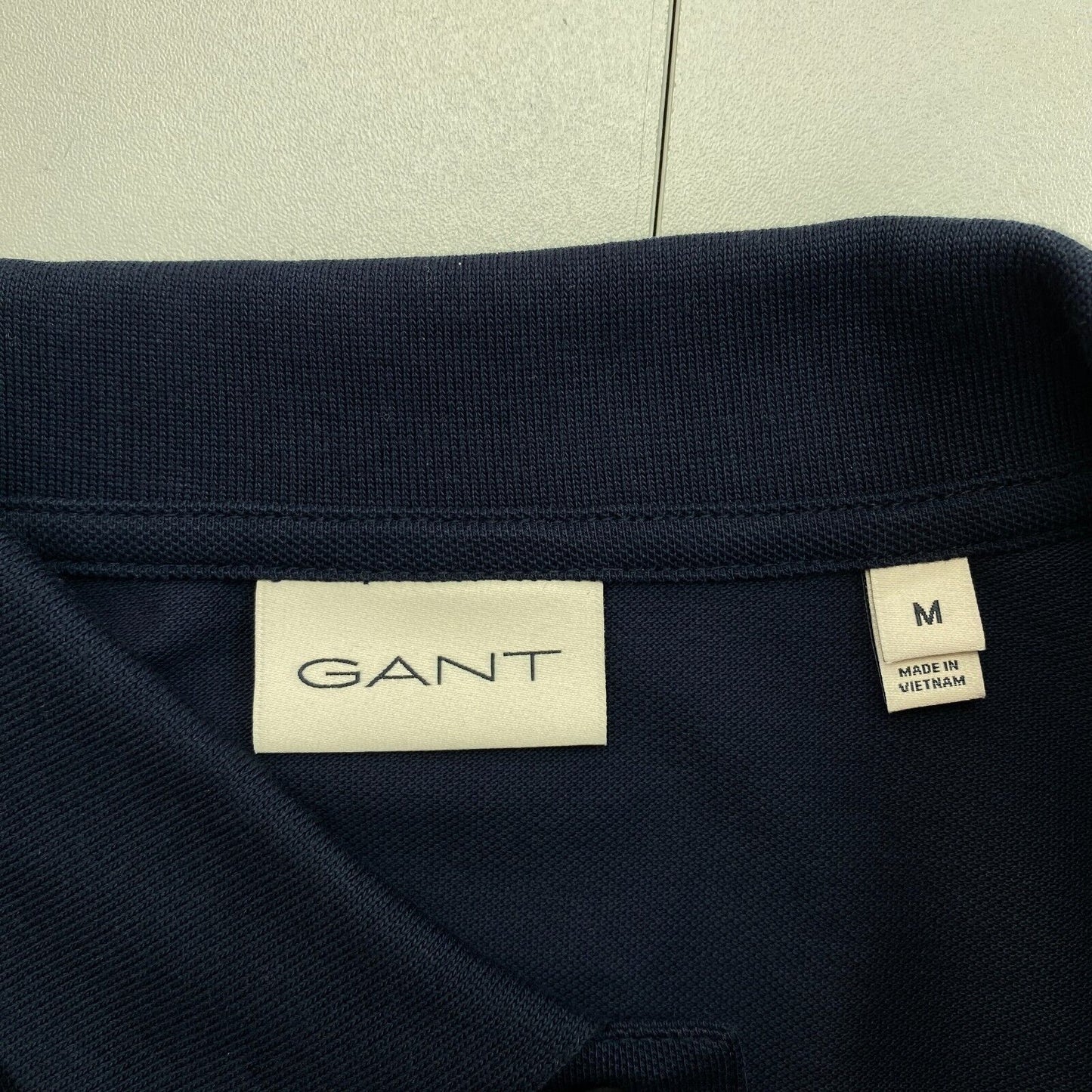 GANT Men Navy Blue Tonal Archive Shield Pique Short Sleeves Polo Shirt Size M