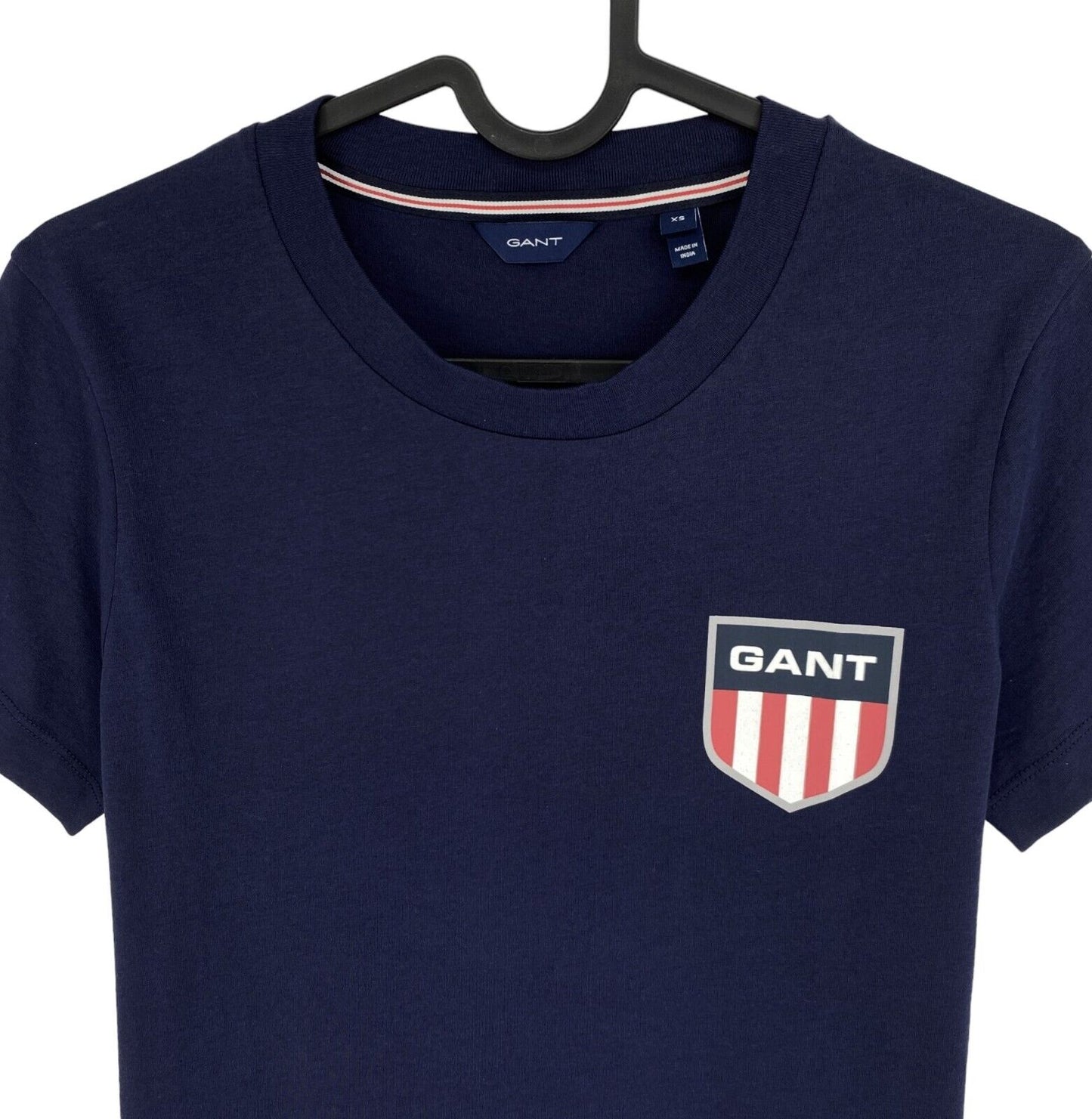 GANT T-Shirt mit Rundhalsausschnitt und Retro-Schild, Marineblau, Größe XS