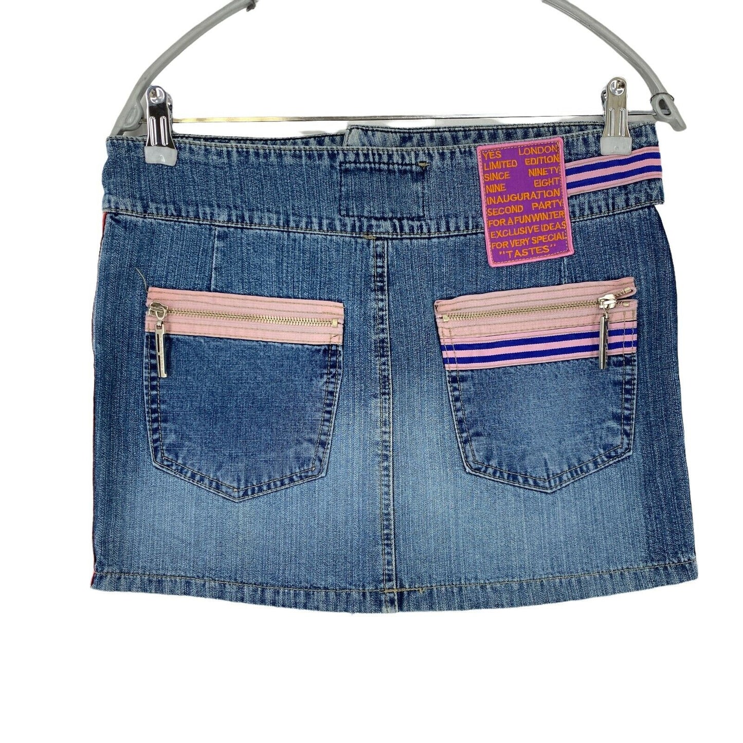 YES LONDON Blue Regular Fit Retro Denim Mini Skirt EUR 42 W28