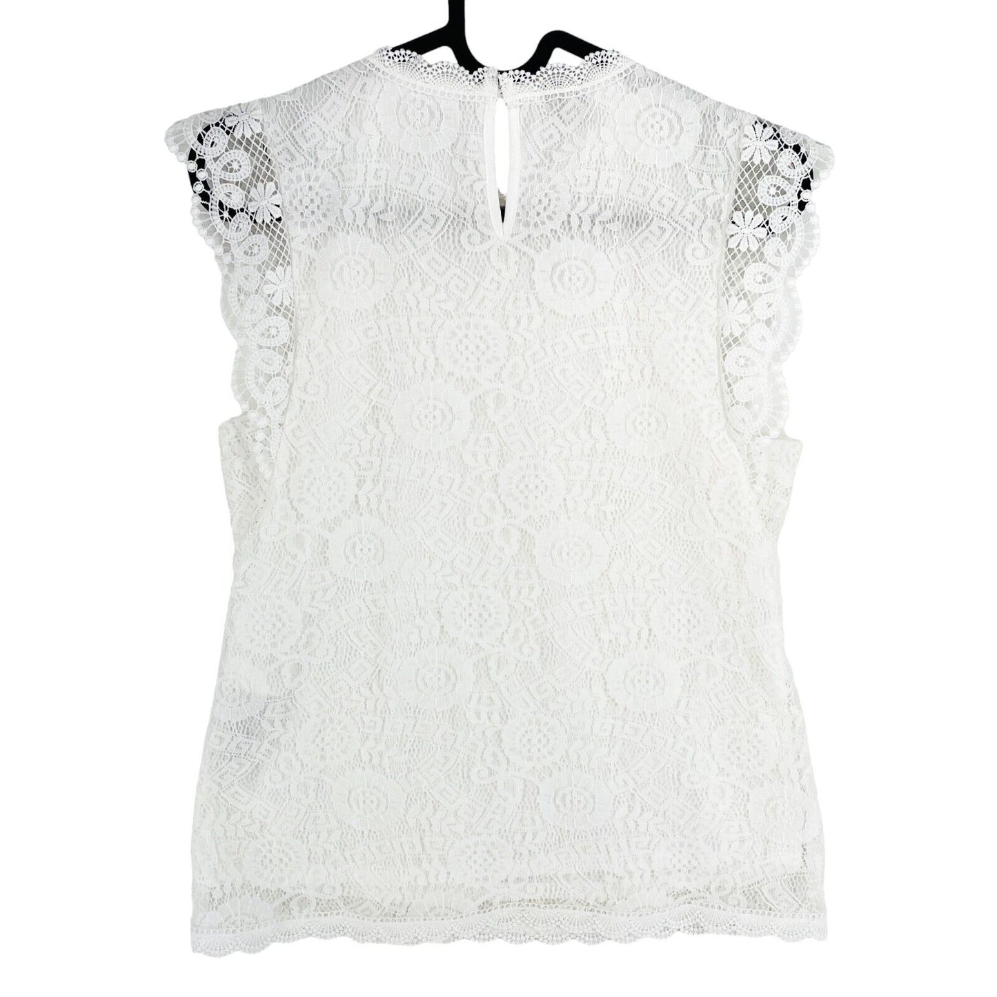 PIECES Women White COLLINE Sleeveless Lace Top Blouse Size XS