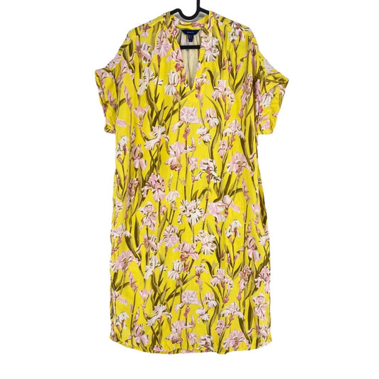 GANT Women Yellow Relaxed Iris Print Caftan Dress Size EU 32 UK 4 US 2