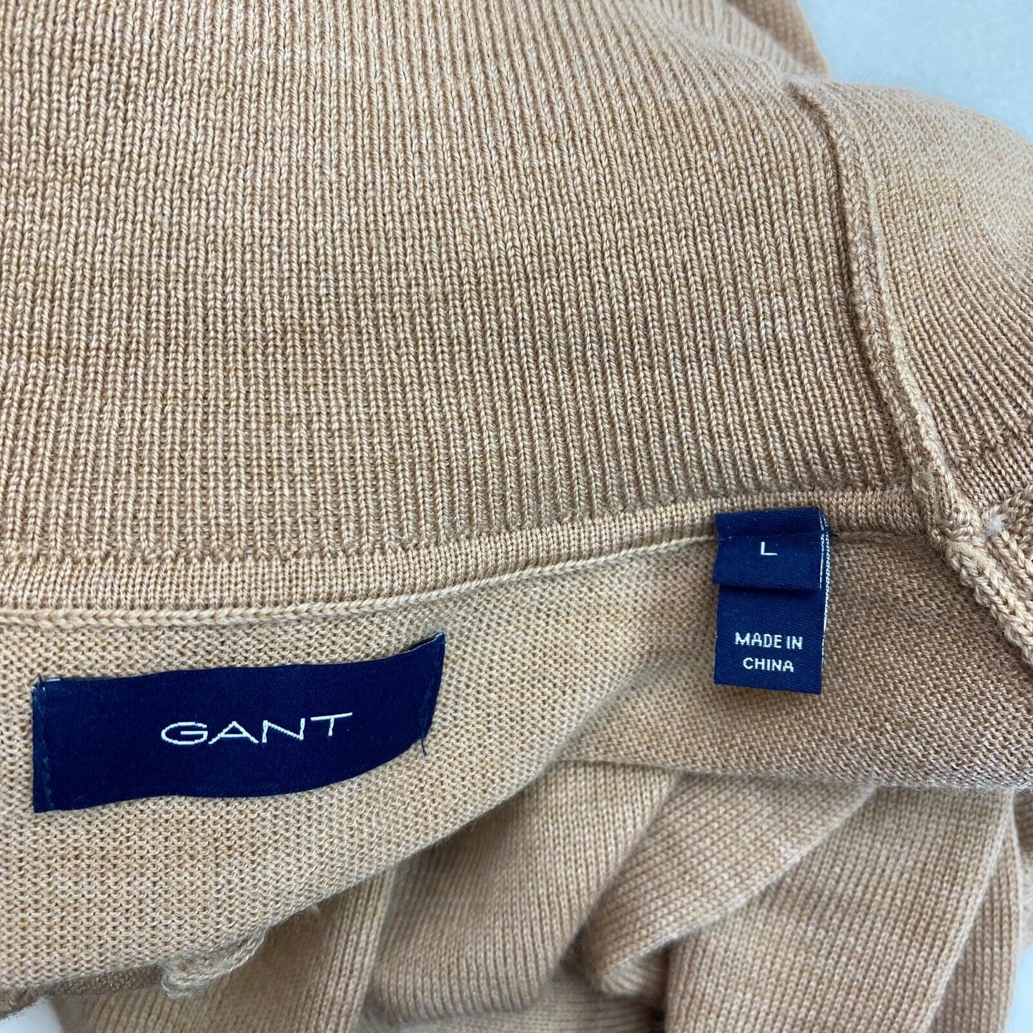 GANT Brown 100% Wool Roll Neck Jumper Sweater Size L