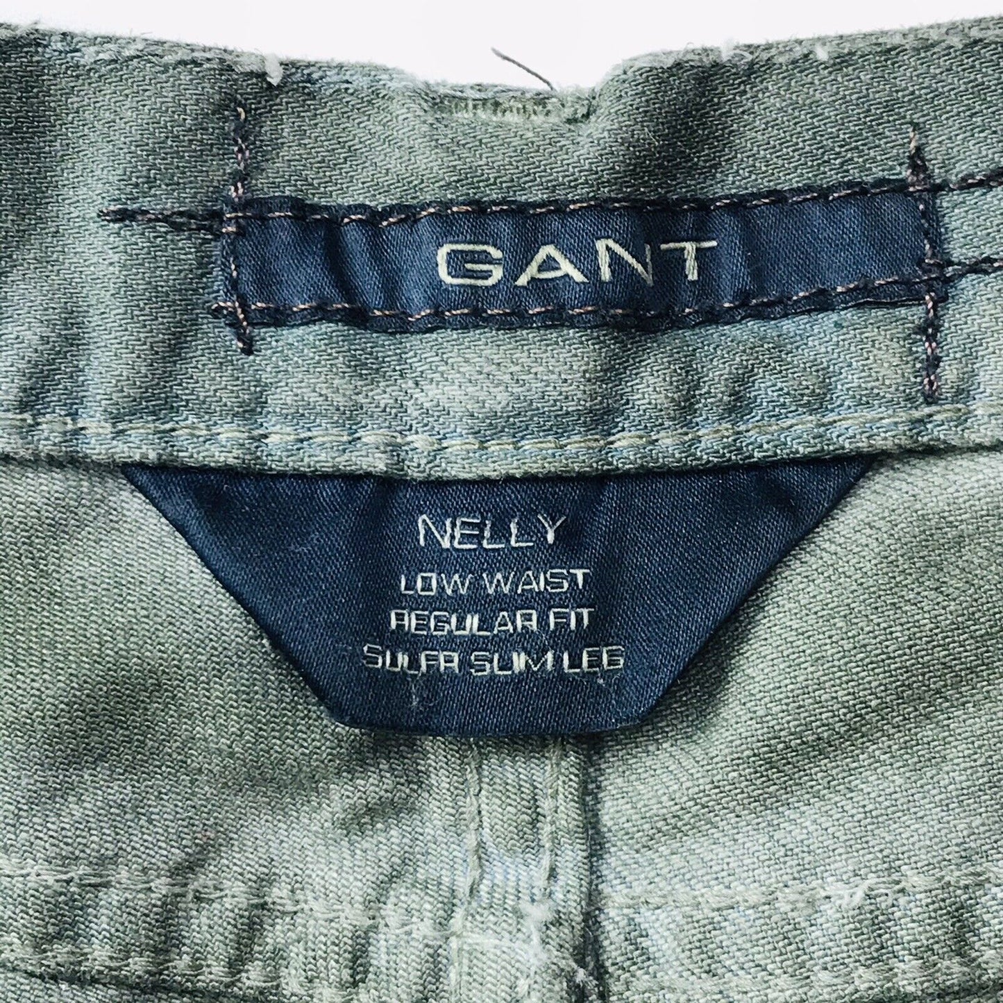 €189 GANT NELLY Damen Jeans in Grün mit niedriger Taille und superschmalem Bein, Regular Fit, W28 L34