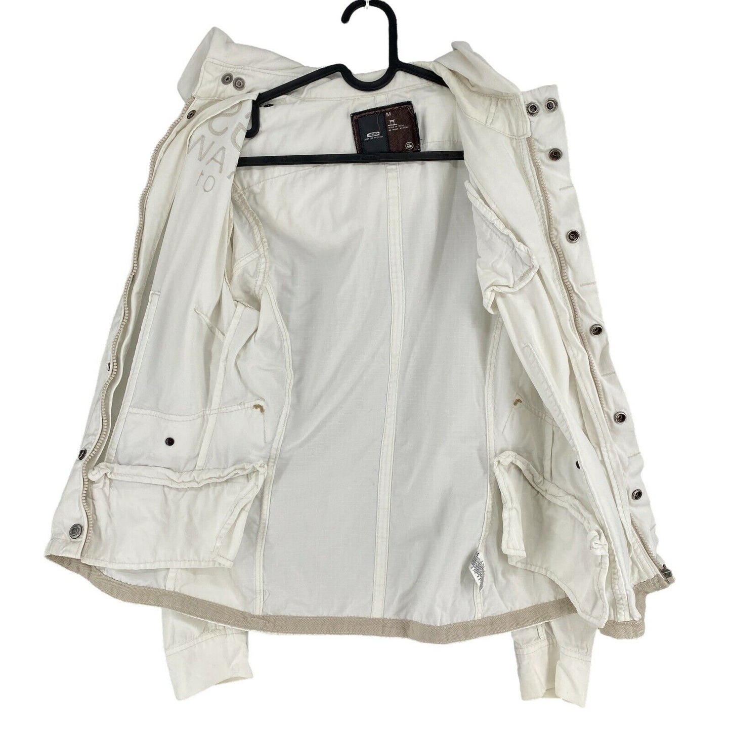 G-STAR RAW White 100% Cotton Hooded Jacket Size M