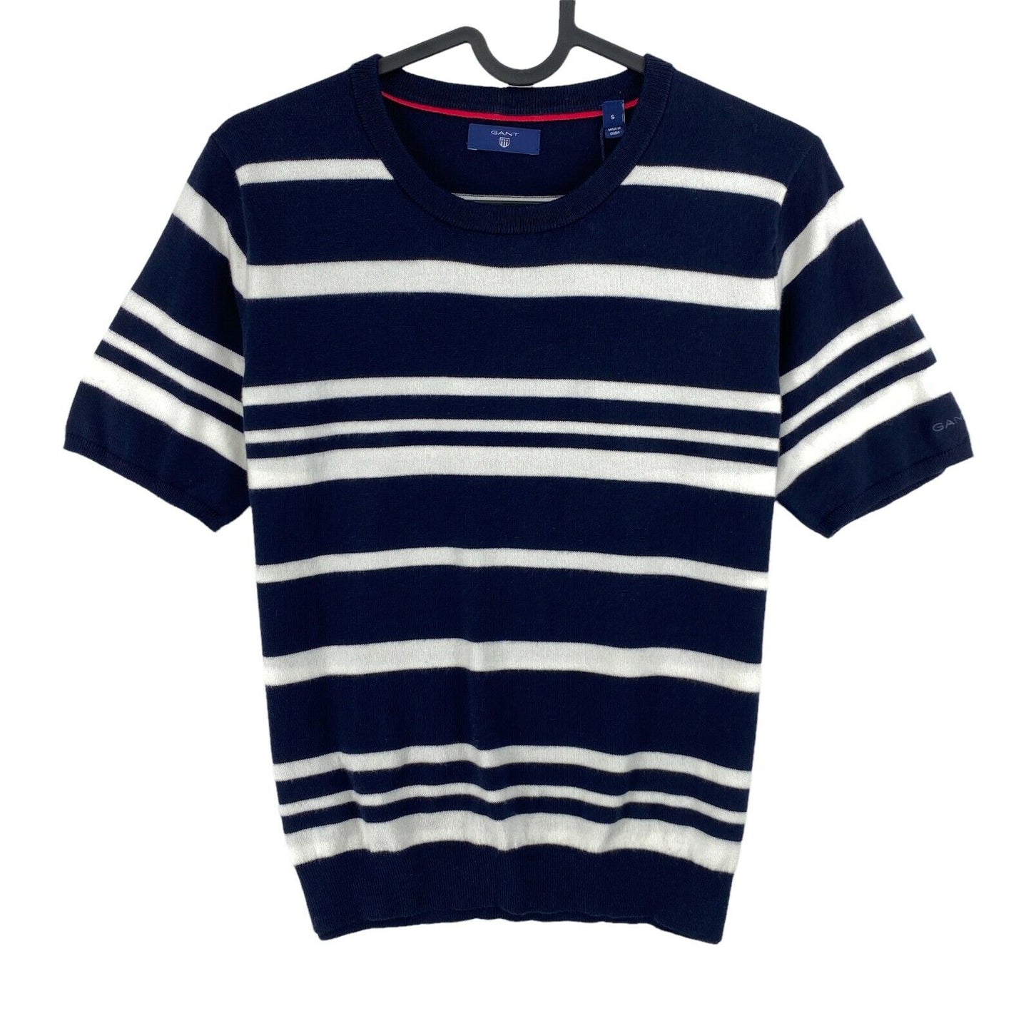 GANT Navy Blue Breton Stripe Cotton Blend Crew Neck Top Size S L