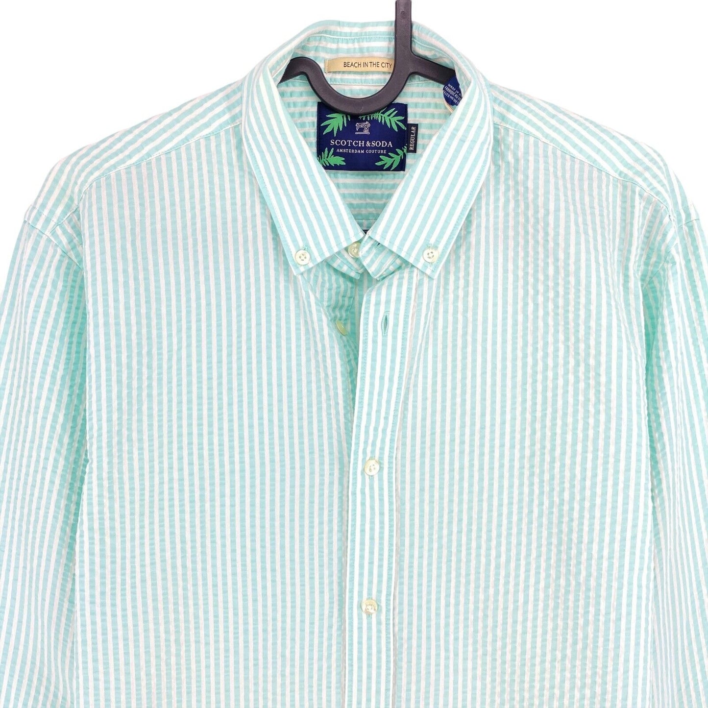 SCOTCH & SODA Green Striped Regular Fit Shirt Size S L