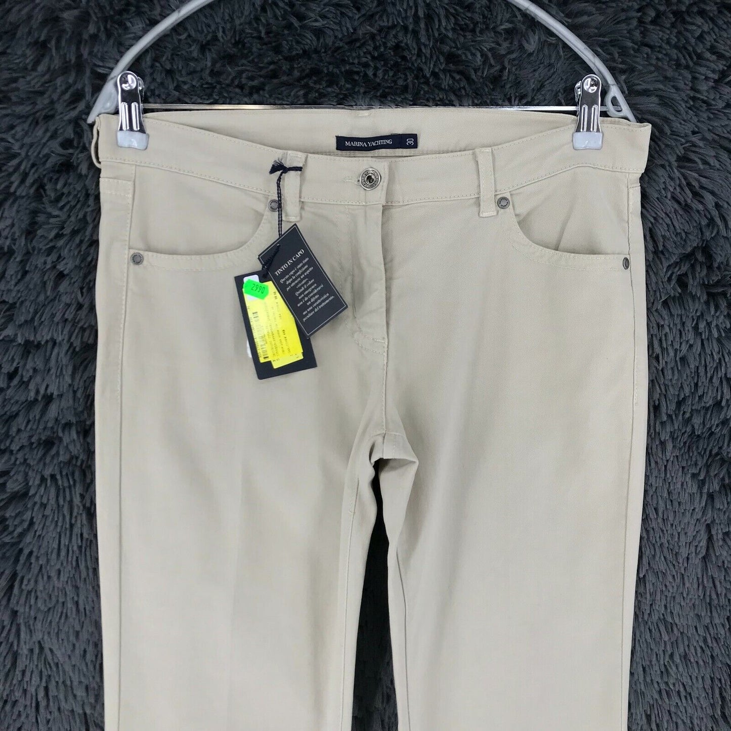 MARINA YACHTING Women Beige Slim Fit Chino Trousers Size W30