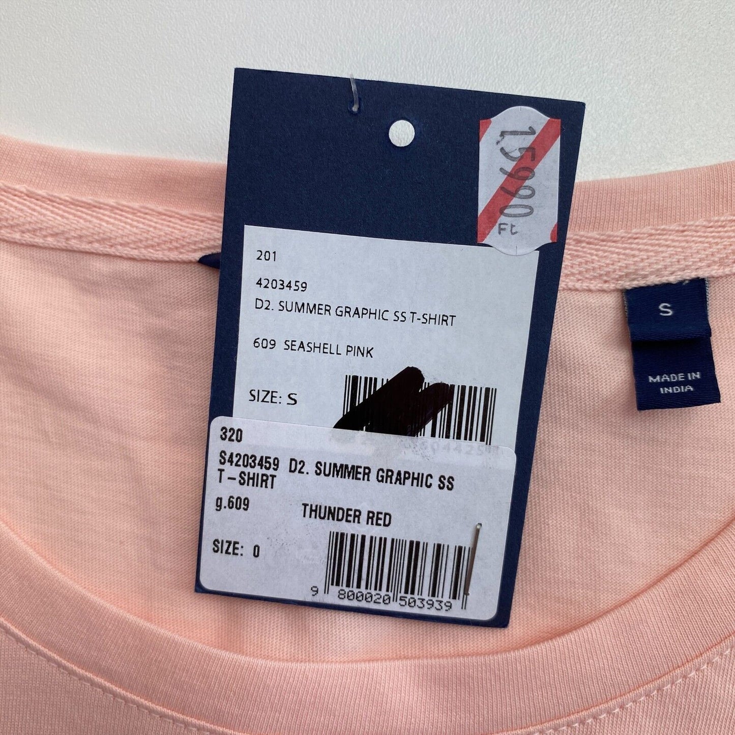 GANT T-shirt à col rond graphique d'été rose taille S