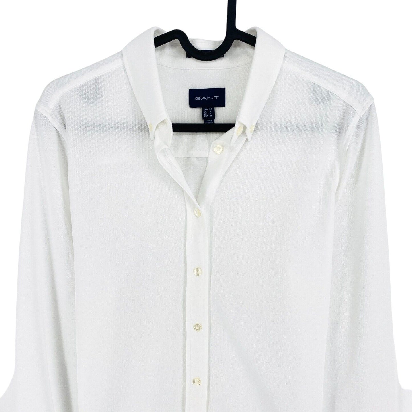 GANT White Tech Prep Jersey Pique Shirt Size EU 36 UK 8 US 6