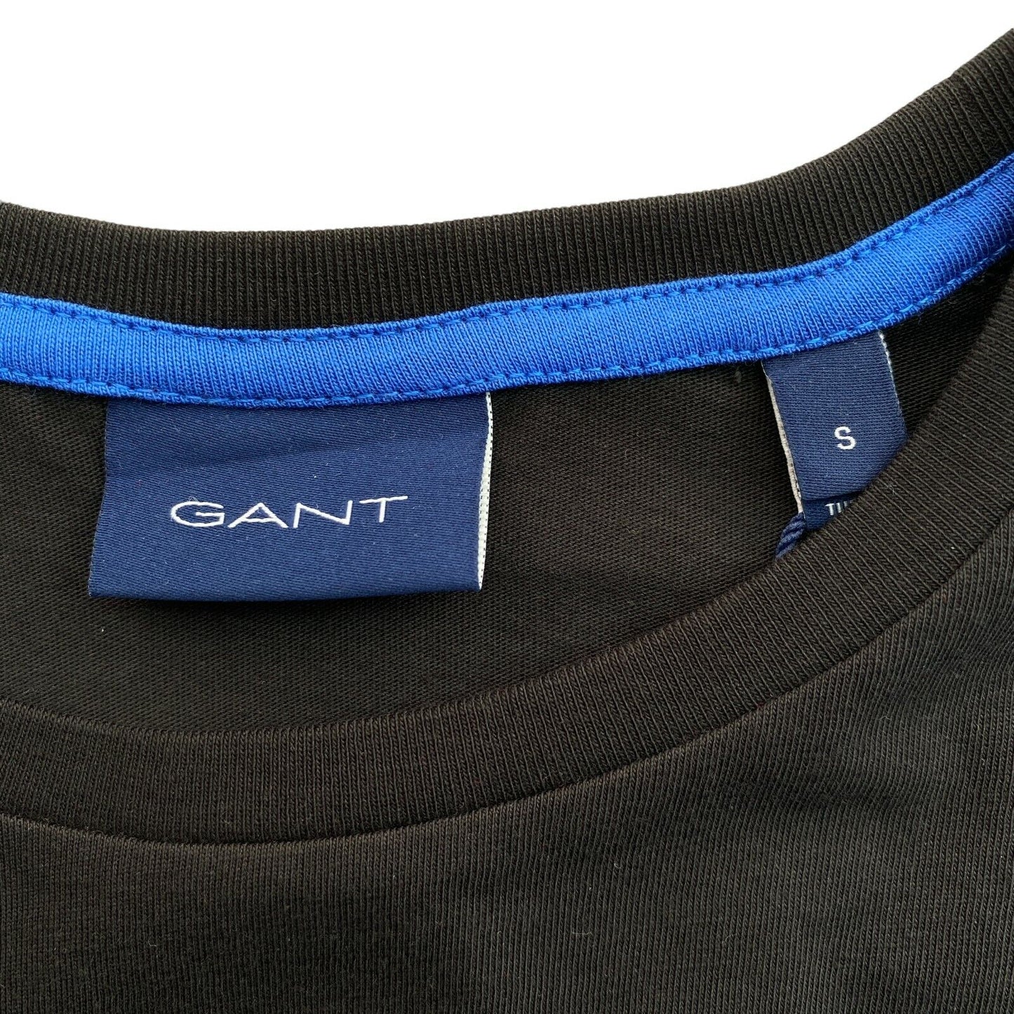 GANT Black Contrast Collar Crew Neck T Shirt Size S