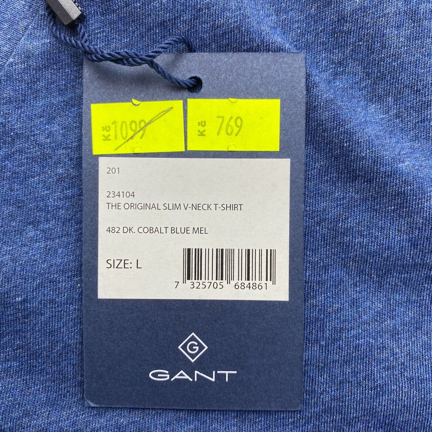 GANT Dark Blue Original Slim V Neck T Shirt Size L