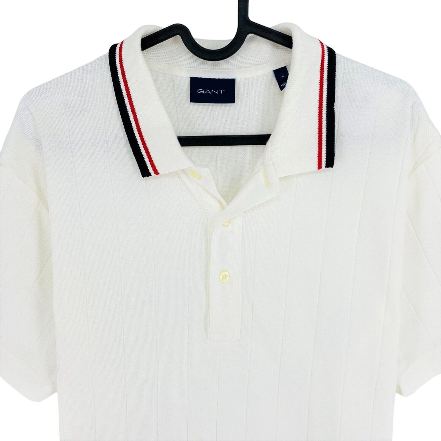 GANT White Contrast Tipping Pique Rugger Polo Shirt Size L