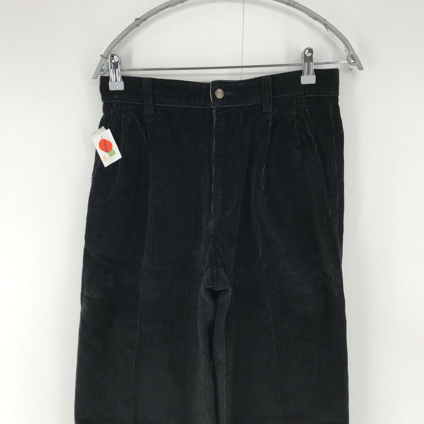 CELIO Women Black Regular Straight Fit Corduroy Trousers Size EUR 36 W28